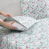 Beatrice Home Fashions Zestaw prześcieradeł z mikrofibry z nadrukiem przybrzeżnym, miękki, wygodny, głębokie kieszenie 30 cm, podwójne, flaming raj różowy