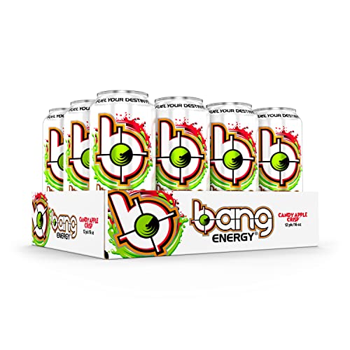 Bang Energy Candy Apple Crisp, Sugar-Free Energy Drink, 16 Fl Oz (Pack of 12)