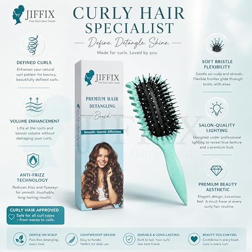 Image of Curly Hair Brush - Curl Defining & Detangling Brush for Women & Men - Boar Bristle Styling Brush for Shaping, Combing & Enhancing Natural Curls - Suitable for All Hair Types (Multi Color)