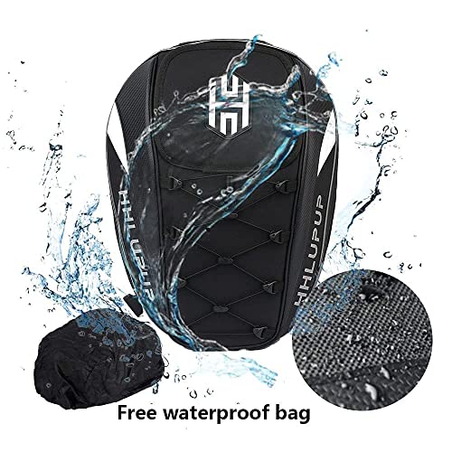 Hhlupup Motorcycle Tail Bag Seat Helmet - 38L Motorcycle Backpack Waterproof Luggage Bags Waterproof Luggage Bags Motorbike Helmet Bag 25L-38L Large Capacity Dual Use Bag (White) #TOP3