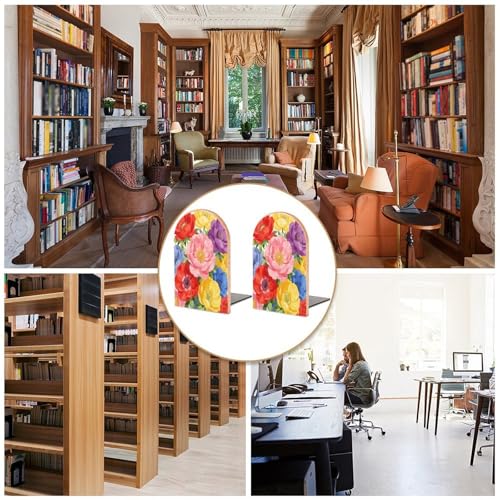 Sujetalibros de madera resistente con diseño botánico moderno y acabado premium 6