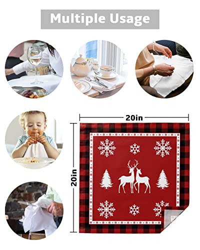 Servilletas de tela Christmas Elk Deer 20x20 pulg set x4 miniatura 5