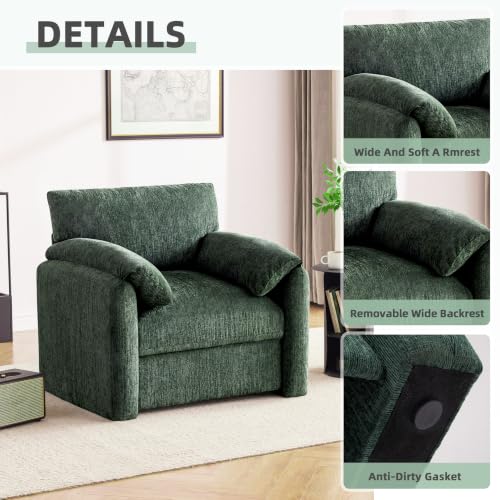 Image of Howjoe Accent Chair for Living Room, Oversized Reading Armchair, Green