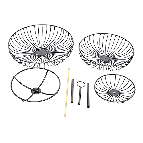 MAGICLULU Cesta De Frutas De 3 Niveles Negra De Hierro, Bandeja Para Almacenar y Servir Frutas y Aperitivos, Multifuncional Para Hogar, Oficina y Picnic, Soporte Resistente y Decorativo