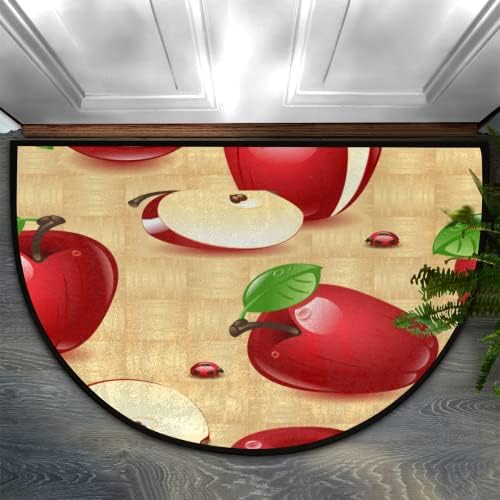 FengQuGou Red Apples Half Round Door Mat Indoor Entrance