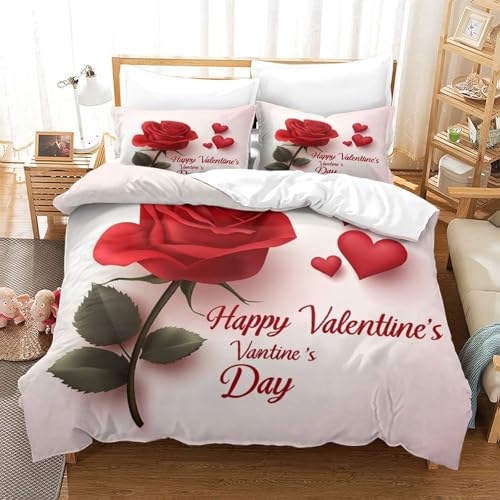 Housse de couette Saint-Valentin 200x200 rose 3D lit double ado
