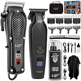 LQT Professional Cordless Hair Clipper and T-Blade Beard Trimmer Set for Men, LED Display,Quiet Motor,Lightweight Ergonomic Design,Rechargeable Grooming Kit for Haircut,Beard & Detailing,Gifts for Men