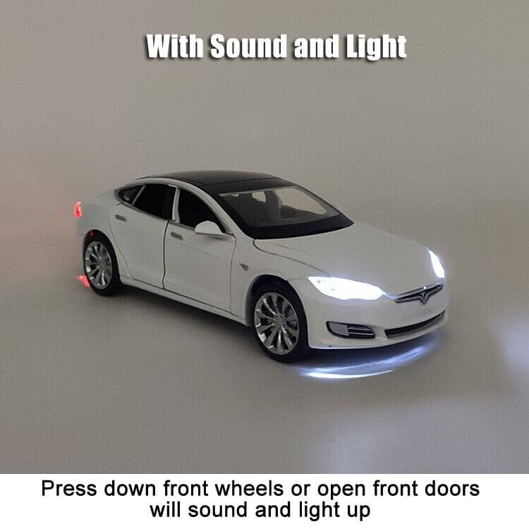 Image of Invite Enterprise Exclusive 1:32 Diecast Model Alloy Tesla S Alloy Metal Pull Back With 6 Openable Doors & Sound Light Auto Toy Car For Kids Best Gift Toys For Kids Boys?Colors As Per Stock?