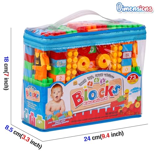 Image of Zest 4 Toyz Building Blocks for Kids 73 Pieces Construction Toy Puzzle Game Creative Building Set Educational Learning Activity Blocks Brain Development Toy for Boys Girls 3+ Years