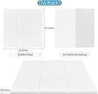 Vista 2 de BXI Absorbedor de sonido, paquete de 16 paneles autoadhesivos de absorción acústica de 12 x 12 x 0.4 pulgadas, paneles de absorción de sonido