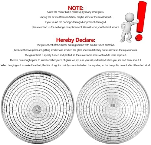 Updated 250mm Mirror Disco Ball with Hanging Ring, Silver Glitter Ball Great for Party or Dj Dance Light Effect Christmas Photo props