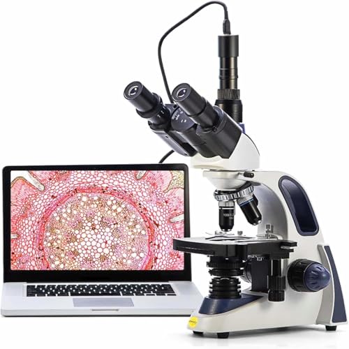 SWIFT SW380T Trinocular Compound Microscope with 5MP Camera | 40X-2500X DIN Achromatic Optics | Siedentopf Head & Mechanical Stage