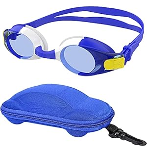 moudou Schwimmbrille, Kinder-Schwimmbrille für Jungen Mädchen, weiche Silikon-Schwimmbrille mit Autokoffer für 3-12 Jahre alte Mädchen Jungen Kinder