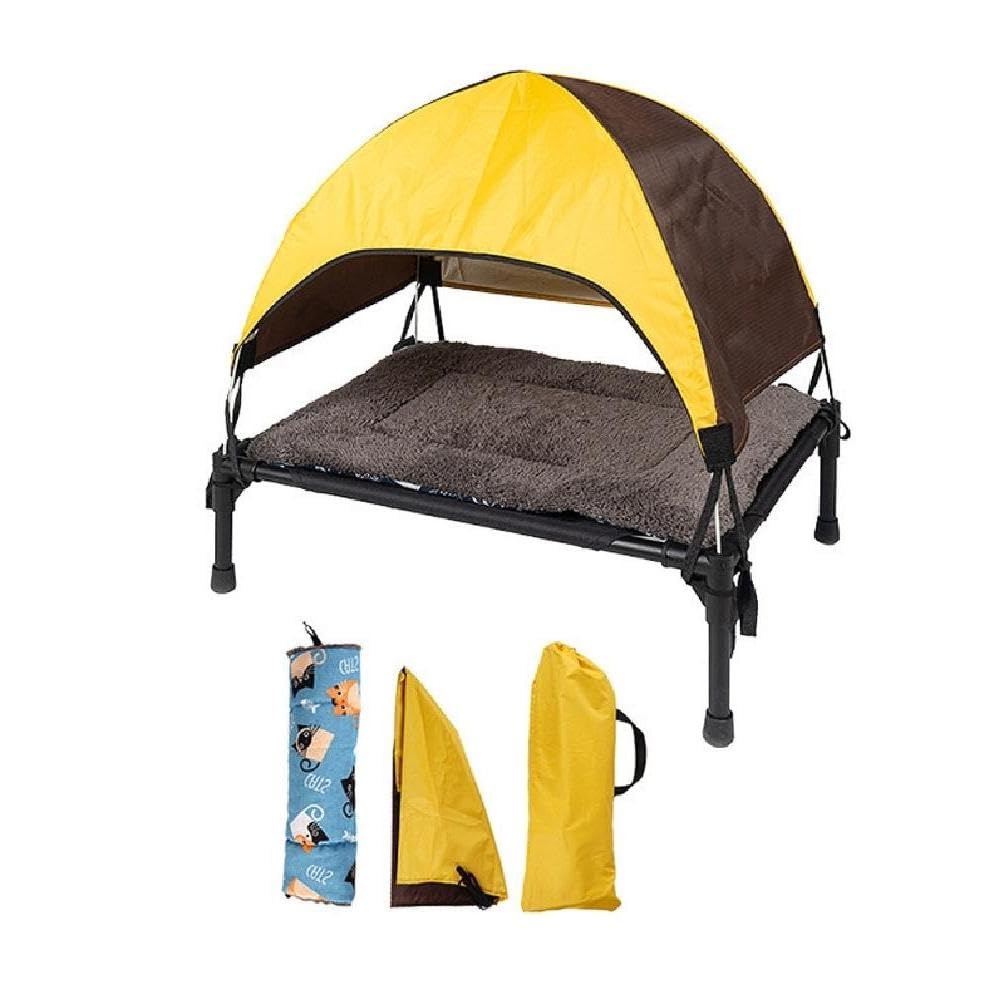 Heeyoo Erhöhtes Hundebett Mit Baldachin – Tragbares Outdoor-Bett, 106x76 Cm, Grün, Kühlend Für Sommer