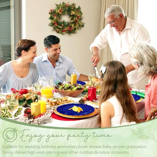 Image of 100 Royal Blue Paper Plates and Napkins Disposable for Party, 25-9 inch&25-7 inch