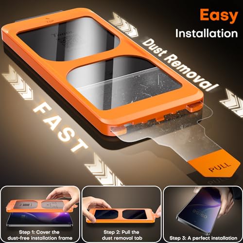 Image of TOCOL for Samsung Galaxy S24 FE Privacy Screen Protector | Easy Installation, 25 Anti Spy, Data Protection, 9H+ Tempered Glass, 8FT Military Grade Shatterproof, Anti-Scratch, 2 Pack