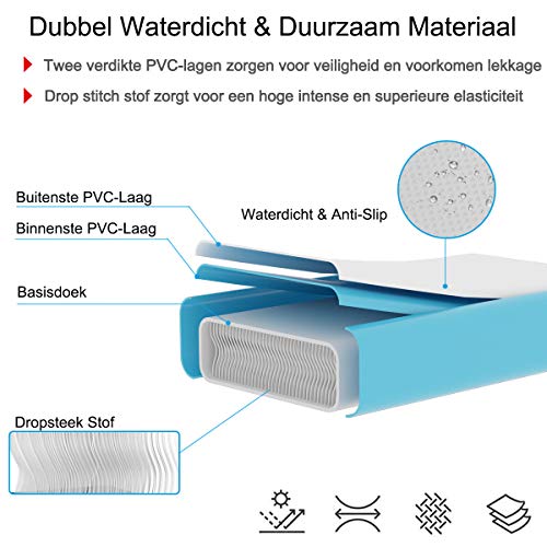COSTWAY 450cm Gymnastiekmat met 15cm Dikte, Opblaasbare Gymnastiekmat Lucht vallende baan, Tuimelbaan Lucht Mat met… - Image 6