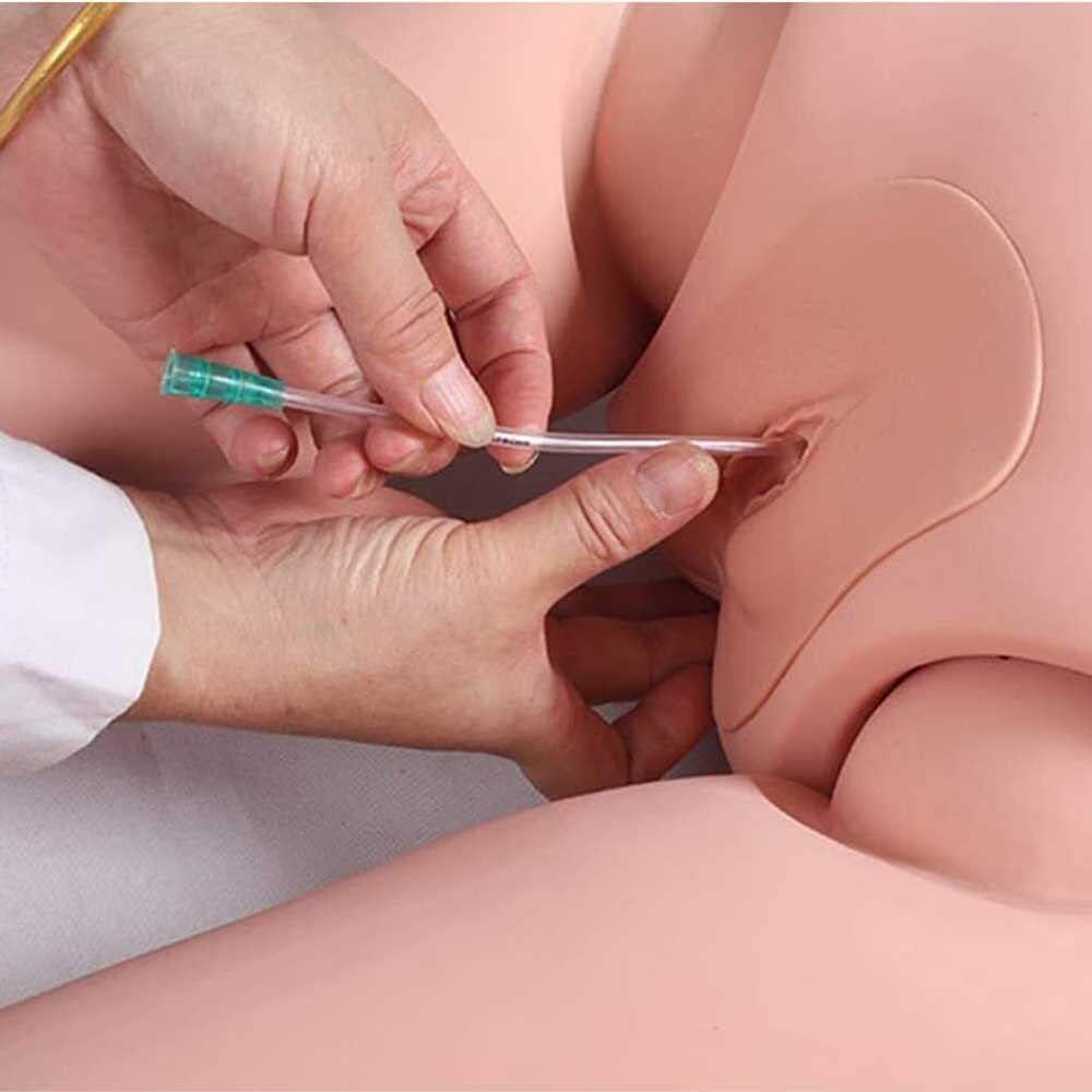 Nursing Skills Training Manikin - Life-Size Full Body with 3 Injection Modules, Patient Gown, and Urinary Catheter for Medical Training and Simulation