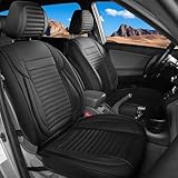 LINGVIDO Car Seat Covers, Breathable and Waterproof Faux Leather Automotive Seat Covers for Cars SUV Truck Sedan,Universal Anti-Slip Driver Seat Cover with Backrest (Front Seat, Black)