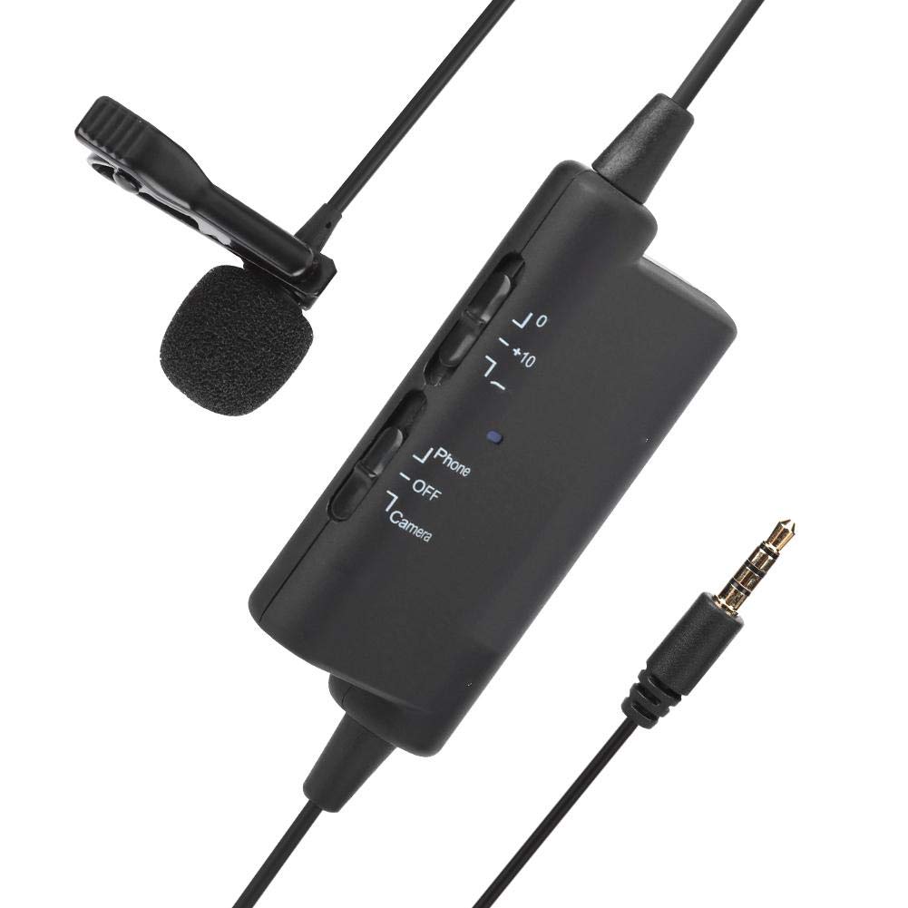 LYM-DM2 Cable Micrófono de Solapa de Solapa Micrófono Externo con Cable de 3.5mm Entrevista Clip de Collar Externo Mic Micrófono de Solapa con Clip de Manos Libres para Grabación de Teléfono