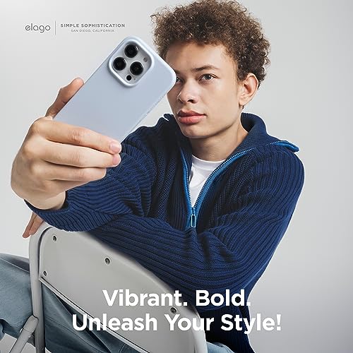 Image of elago Compatible with iPhone 15 Pro Case, Liquid Silicone Case, Full Body Protective Cover, Shockproof, Slim Phone Case, Anti-Scratch Soft Microfiber Lining, 6.1 inch (Light Blue)
