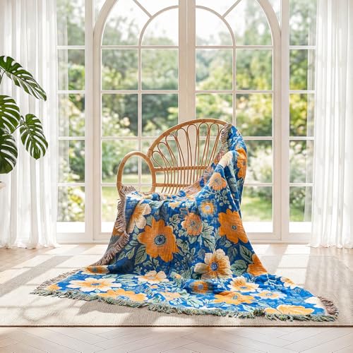 Image of LUTBM Boho Throw Blanket for Couch 50 inchx60 inch, Cotton Decorative Bed Throws