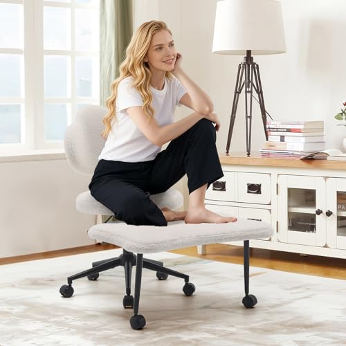 Ergonomic Cross Legged Office Chair, 360° Swivel Meditation Kneeling Chair with Wheels, Adjustable...