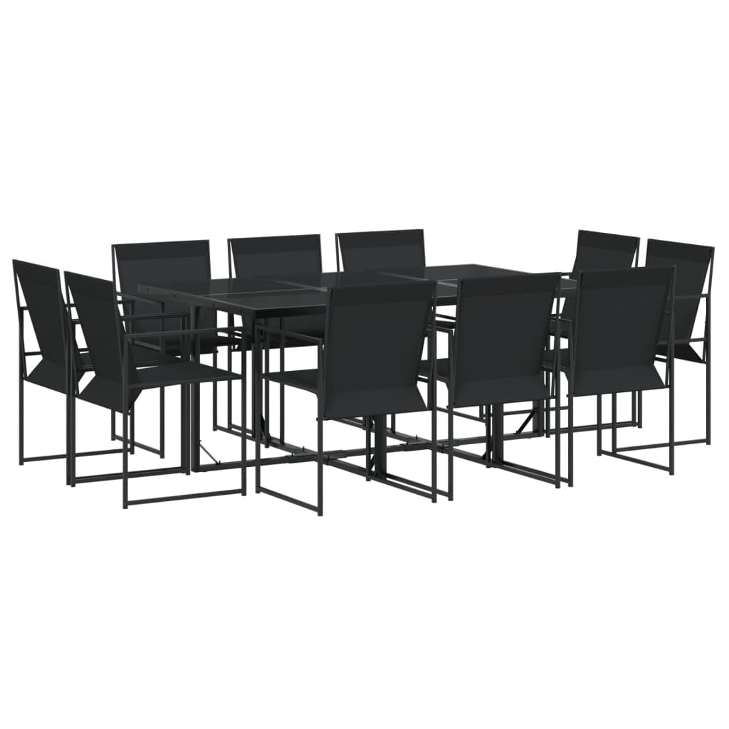 KCCKOM Garden Furniture Set 11 Piece Patio Dining Set Black Textilene