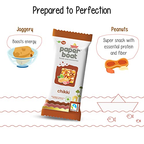 Image of Paper Boat Chikki, Peanut Bar, No Added Preservatives and Colours | Gajak | Sweets | Made with Jaggery | Gazak (Pack of 60, 25 grams Each)