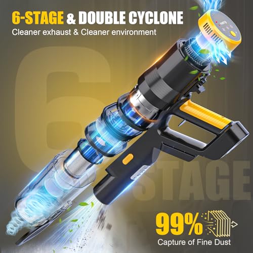 Cordless Vacuum Cleaner for DeWALT 20v MAX Battery, 6 in 1 Stick Self-Standing Vacuum Cleaners with 350W 40Kpa 3 suction,180° Foldable Rod Lightweight Handheld Vacuum for Hardwood Floor Pet(No Battery