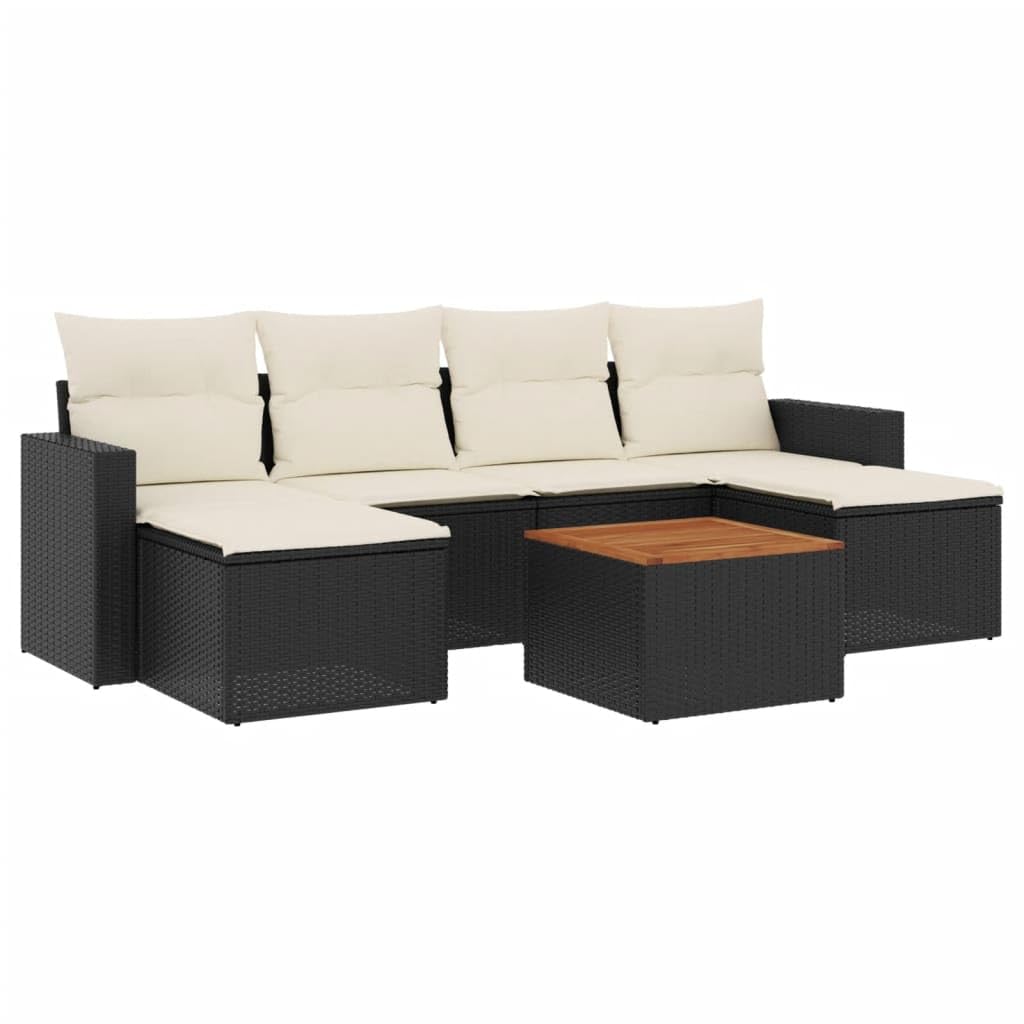 Salon de Jardin 7 pcs Solivagant en résine tressée noire pour terrasses conviviales