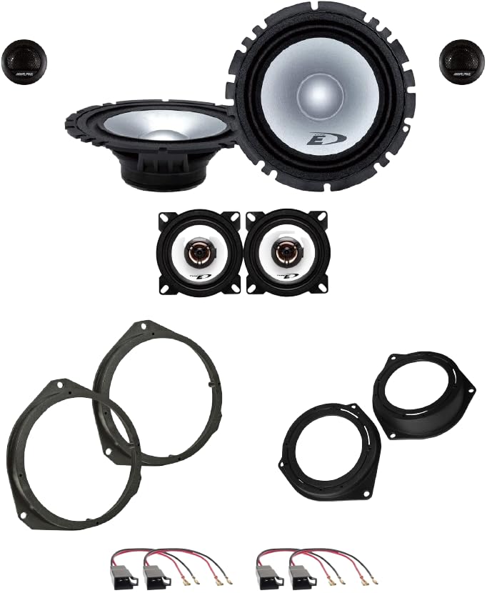 4 Connettori per altoparlanti Kit 6 Casse ALPINE SXE-1750S + SXE-1025S per Fiat Punto (188)/ Grande Punto (199)/EVO con 2 Supporti Anteriori, 2 Supporti Posteriori e 4 Connettori