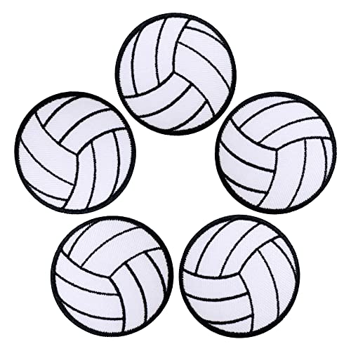 Octory 5 Stück Volleyball-Aufnäher zum Aufbügeln oder Aufbügeln für Kleidung, bestickt, für Jeans, Hüte, Taschen