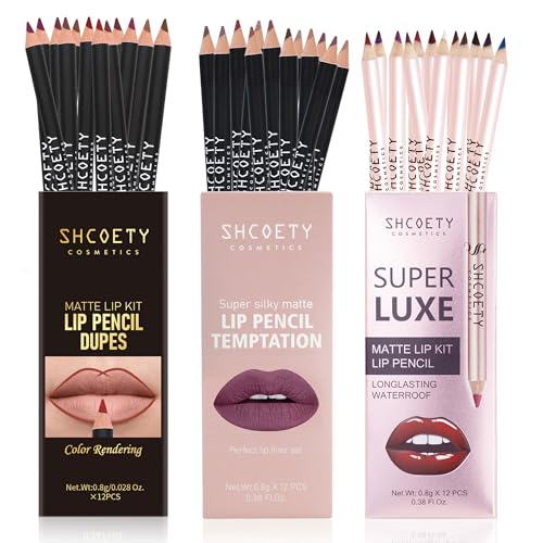 SHCOETY Matte Lip Liner Set, 36 Pieces Waterproof Lip Pencils,Assorted Colors