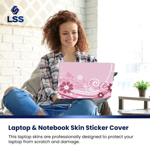 Image of LSS Laptop 17-17.3 inch Skin with Colorful Pink Floral Pattern for HP Dell Lenovo Apple Asus Acer Compaq - Fits 16.5 inch 17 inch 17.3 inch 18.4 inch 19 inch (2 Wrist Pads Free)