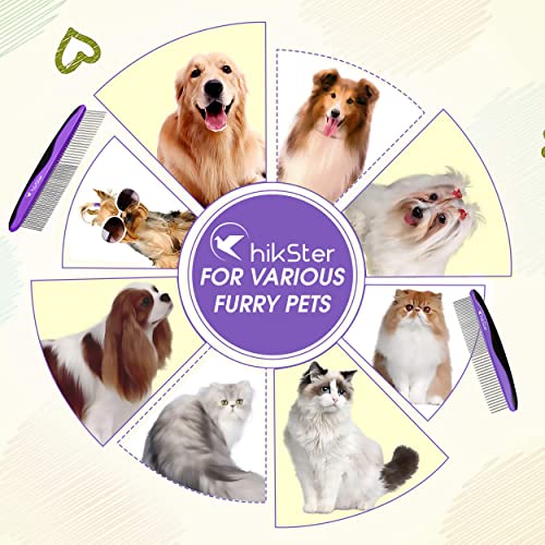 Hikster Dog Comb For Grooming Pet Comb With Stainless Steel Rounded Teeth Rubber Handle For Large Medium & Small Cat Comb Removes Knots & Tangled Hair #TOP7