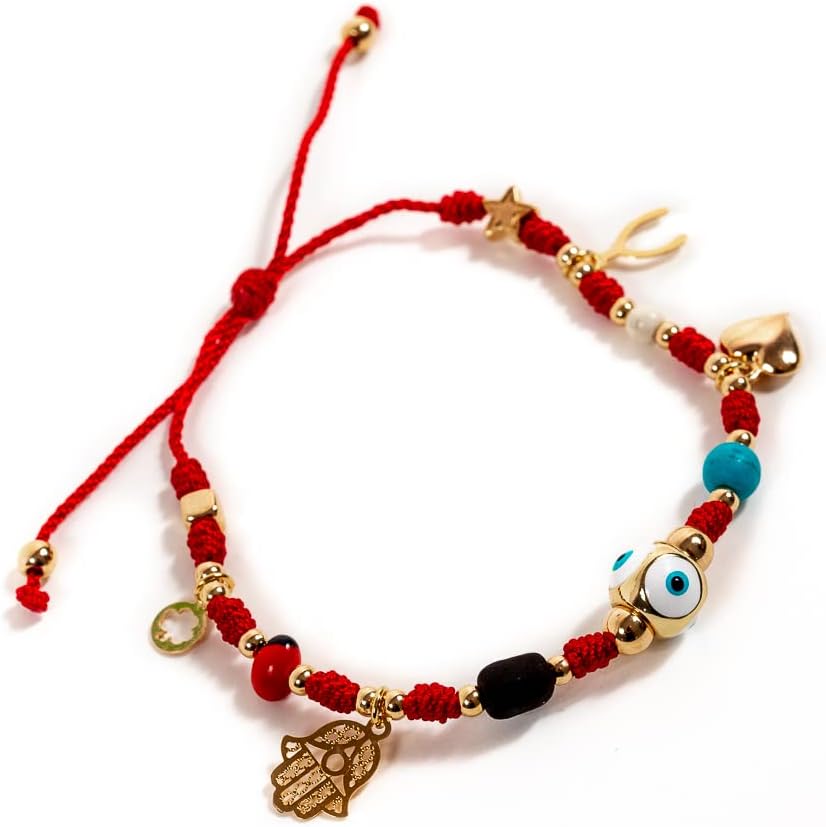 Full Protection Evil Eye Azabache And Good Luck Pendants Red String Bracelet for Women Hilo Rojo De Buena Suerte