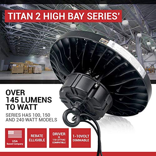 Ruggedgrade 40,000 Lumen Led High Bay Light - Titan Iii 300 Watt Led High Bay Lighting Ufo Led Light - Ultra Efficient 150 Lumens To Watt - 5000K – Dimmable - Dlc Premium #TOP4