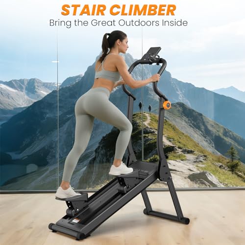 Image of YCCHENG Magnetic Stair Stepper 16-Level Adjustable Resistance Foldable Vertical Stair Climber Smart Monitor 350LBS Capacity Home Gym Stairmaster Machine