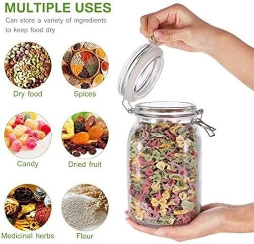 Image of Glass Jars With Airtight Lids & Leak Proof Rubber Gasket,Large Wide Mouth Mason Jars With Buckle Lids For Kitchen Canisters 1500Ml,Big Glass Storage Containers(PACK OF 1)