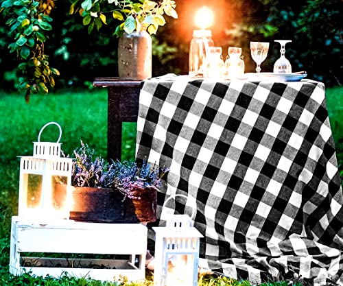 Black Plaid Tablecloth, Farmhouse Tablecloth, Rectangle Tablecloth, 100% Cotton Tablecloth, Black Tablecloth, Cloth Tablecloth, Cotton Tablecloth Oblong- Buffalo Plaid Tablecloth 63X109 Black & White #TOP1