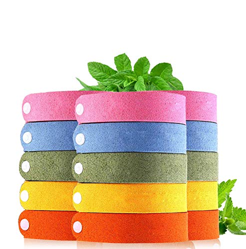 BESTZY 15PCS Repelente de Mosquitos /10PCS Pegatinas Repelentes Pulsera Repelente Antimosquitos Naturales Pulseras Repelentes de Mosquitos para una protección Prolongada contra Mosquitos e Insectos
