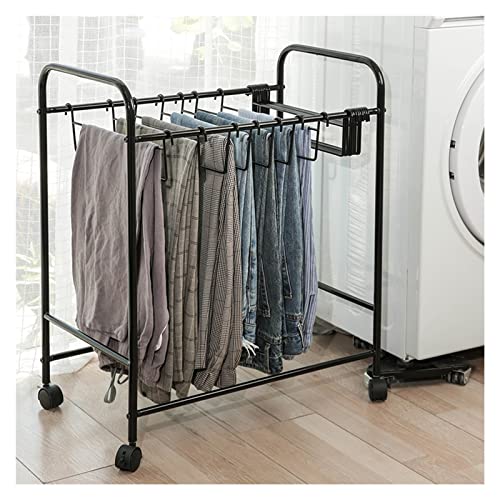 Tringle à cintres sur roulettes et porte-pantalons amovible