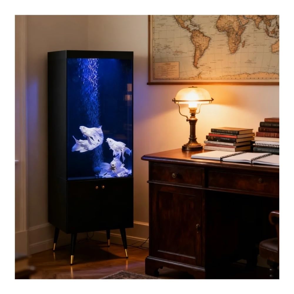 Aquarium Kreatives Wohnzimmer-Büro-Aquarium, freistehend, mit Rückfilter(Black)