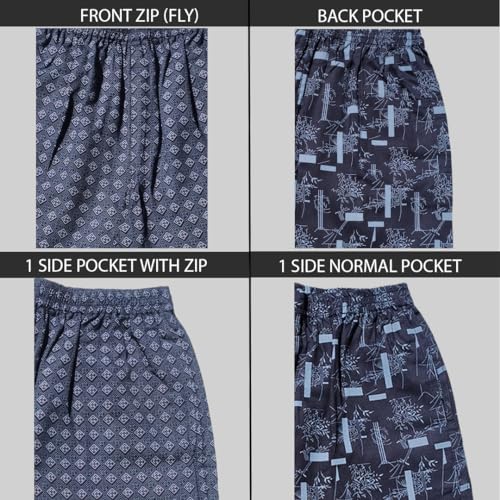 Image of Men's Cotton Shorts Waistband, Zip Fly, 1 Zip Pocket, Back Pockets (Pack of 2)