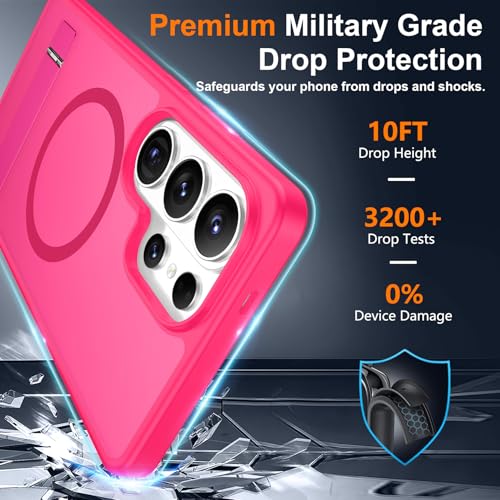 Image of SPIDERCASE Magnetic for Samsung Galaxy S26 Ultra Case,[Built-in Invisible Kickstand][Compatible with Magsafe] Translucent Matee Slim Phone Case for S26 Ultra 6.9'', Rose Red