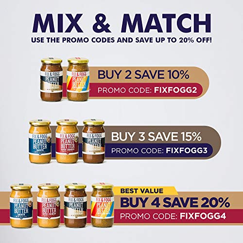 Gourmet Peanut Butter, Super Crunchy Peanut Butter, Cinnamon, Raisin & Apple, Low Sugar Peanut Butter, Fruit Toast, 375g - Fix and Fogg Peanut Butter
