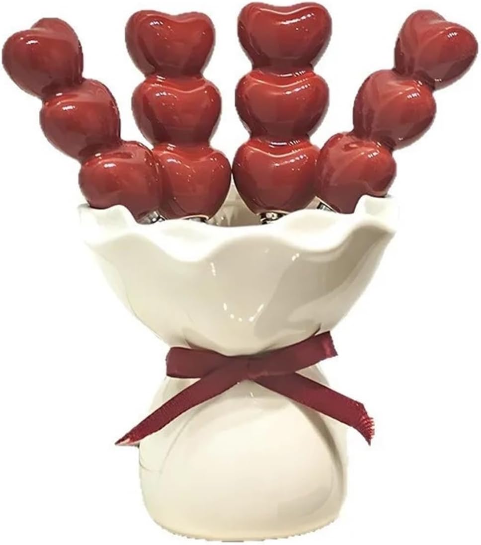 Cute Dessert Fruit Fork Household Tableware High Value Creative Ceramic Storage Jar + Stainless Steel Small(A)