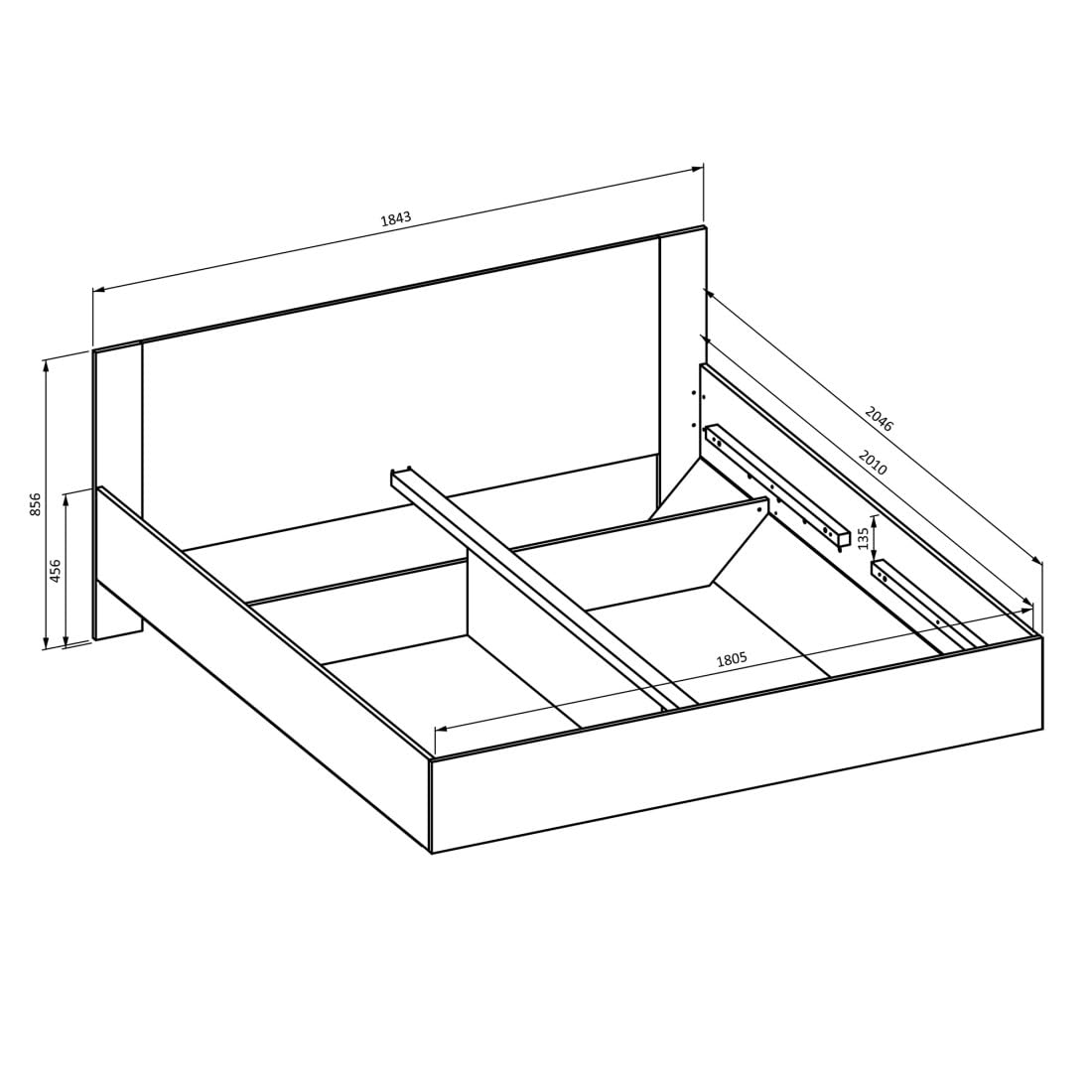Meublorama Chambre complète Vertigo – Lit 180x200 avec sommier, 2 chevets, Armoire 4 Portes + Contour Design
