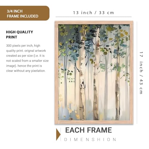 Image of kotart Abstract Nature Art Framed Paintings | Big Aesthetic Forest View Painting | Vastu Frames for Bedroom Living Room Wall Decor Set Of 3 (13X17 inch)